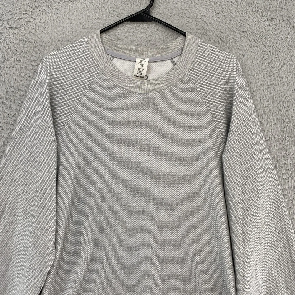 Alo Yoga‎ Sweatshirt Mens Medium Gray Crewneck Zip Pocket Raglan Knit Textured